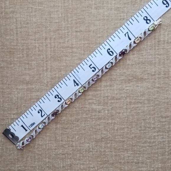 FAS 925 Multi Colored Rhinestone Gold Silver Bracelet - Picture 3 of 8